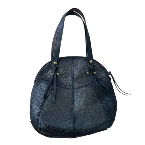 Lucky Brand Roadside Companion Bowler Bag Black Pebble Leather